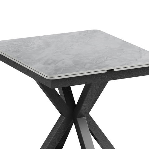 Casper Small 90cm Gloss Grey Sintered Stone Extending Dining Table - Pendle Village Furniture