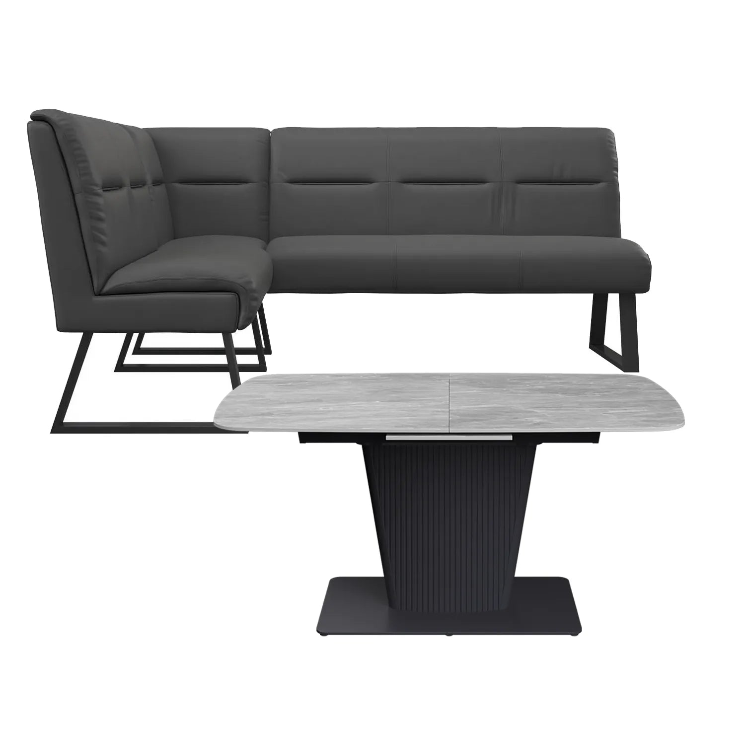 Catania Small Ext Dining Table with Corner Bench and Swivel Chairs - Pendle Village Furniture