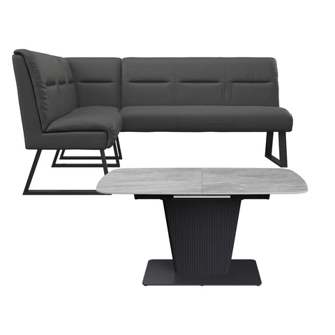 Catania Small Ext Dining Table with Corner Bench and Swivel Chairs - Pendle Village Furniture