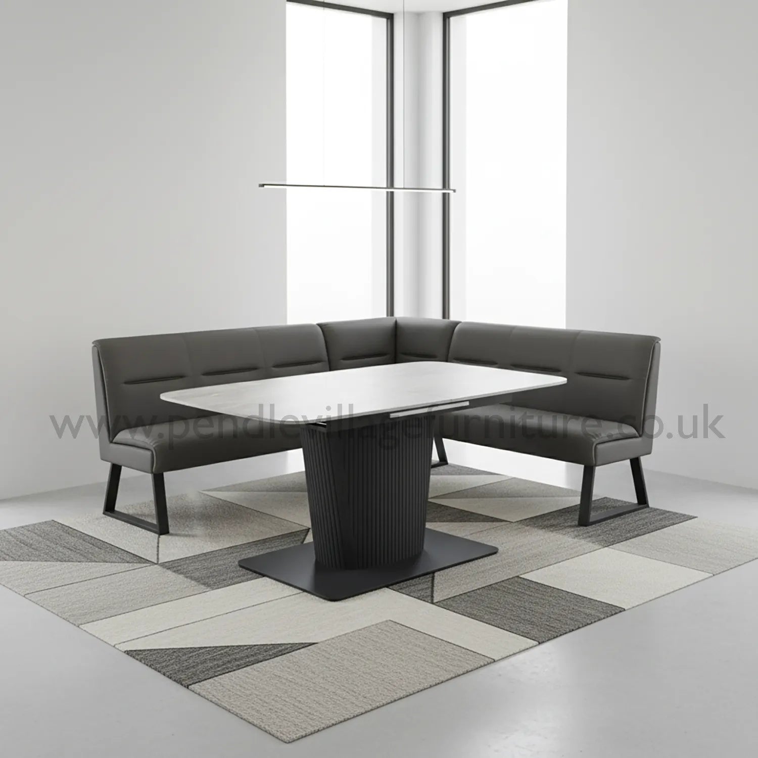 Catania Small Extending Dining Table with Corner Bench Set - Pendle Village Furniture