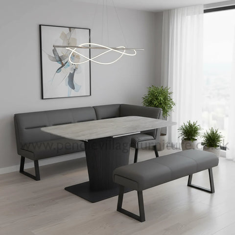 Catania Small Extending Dining Table with Corner Bench Set - Pendle Village Furniture