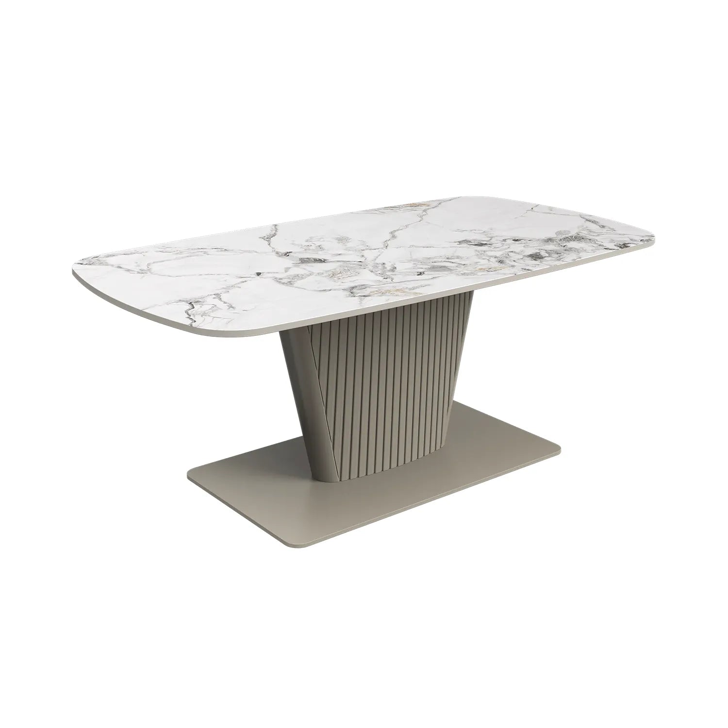 Catania White Ceramic and Beige Base Coffee Table - Pendle Village Furniture