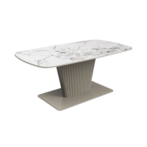 Catania White Ceramic and Beige Base Coffee Table - Pendle Village Furniture