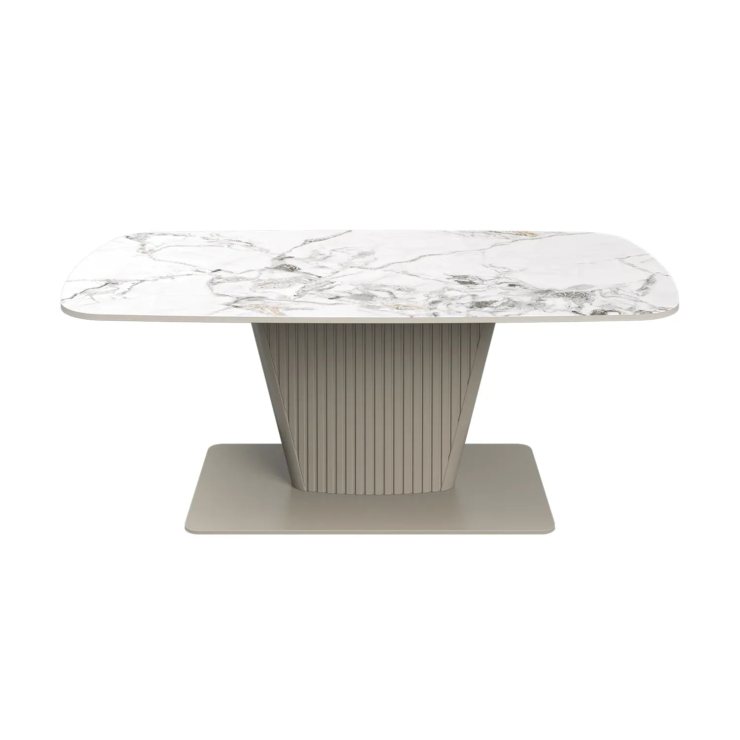 Catania White Ceramic and Beige Base Coffee Table - Pendle Village Furniture