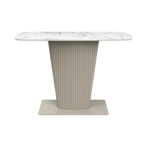 Catania White Ceramic Top Beige Base Console Table - Pendle Village Furniture