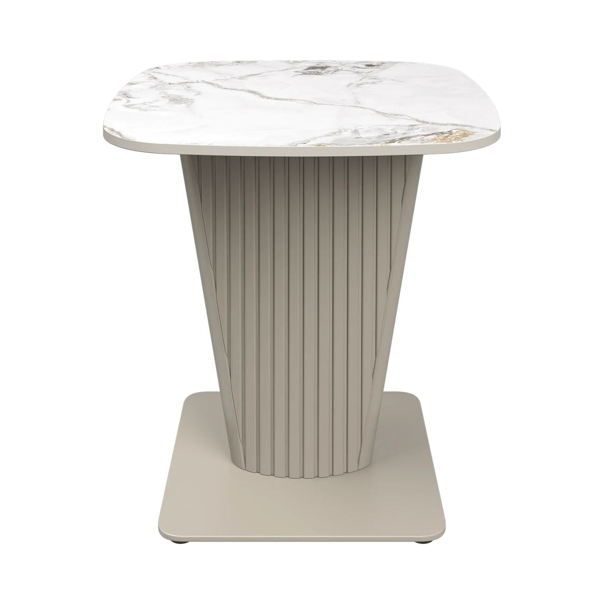 Catania White Ceramic Top and Beige Base Lamp Table - Pendle Village Furniture