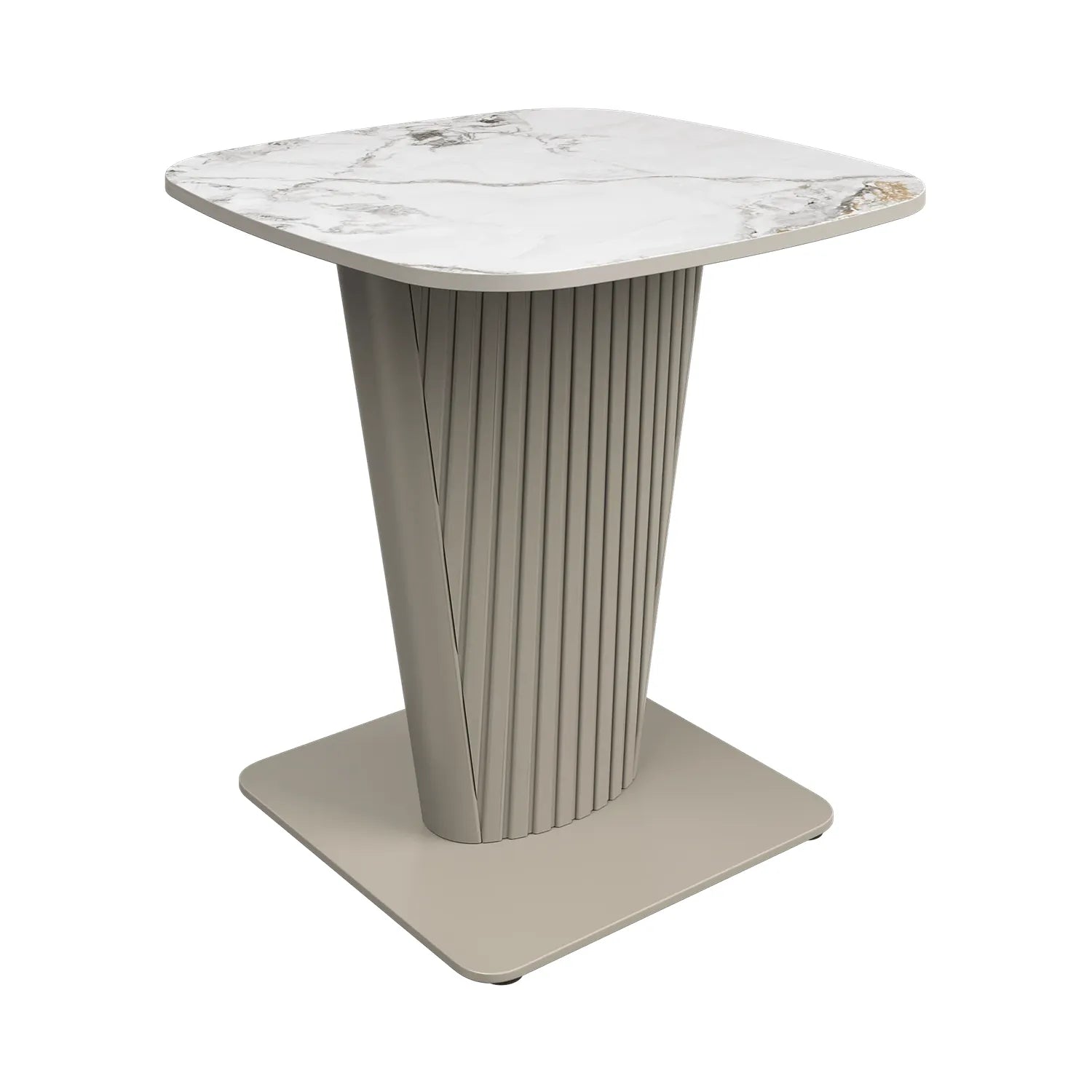 Catania White Ceramic Top and Beige Base Lamp Table - Pendle Village Furniture