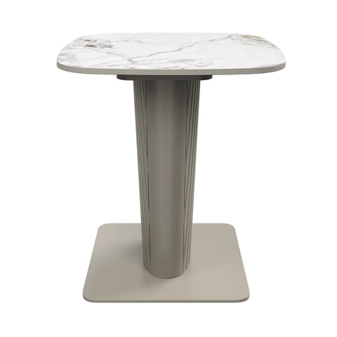 Catania White Ceramic Top and Beige Base Lamp Table - Pendle Village Furniture