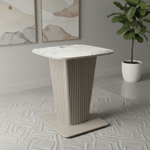 Catania White Ceramic Top and Beige Base Lamp Table