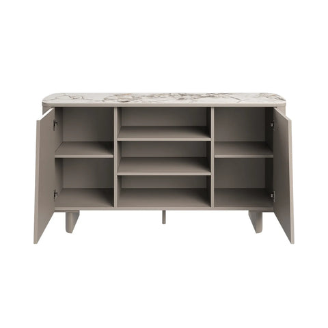 Catania White Sintered Stone Ceramic Top Beige Sideboard - Pendle Village Furniture