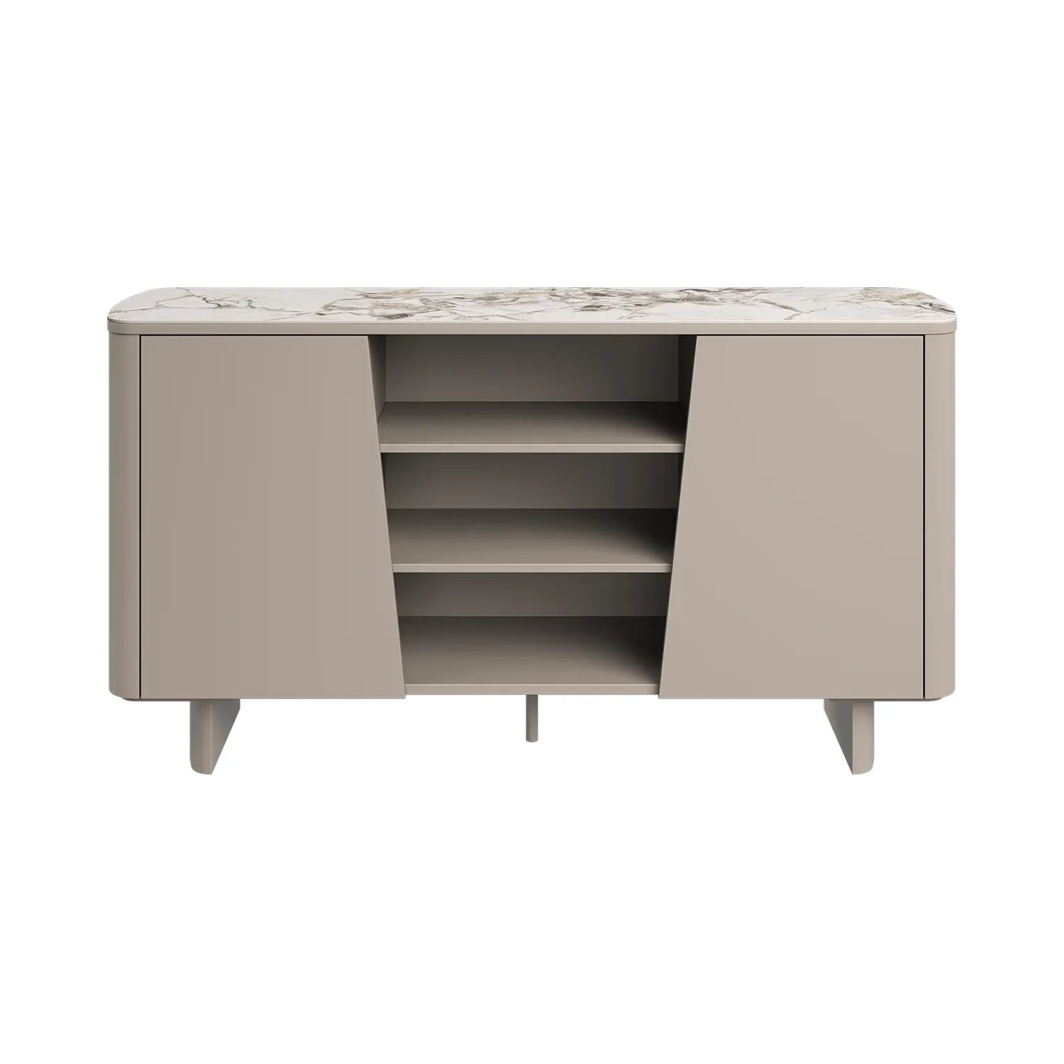 Catania White Sintered Stone Ceramic Top Beige Sideboard - Pendle Village Furniture