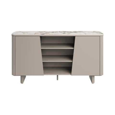 Catania White Sintered Stone Ceramic Top Beige Sideboard - Pendle Village Furniture