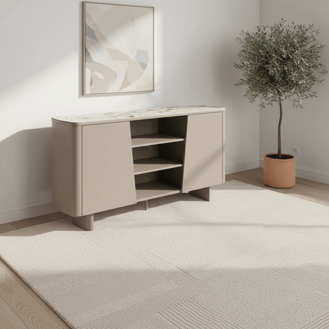 Catania White Sintered Stone Ceramic Top Beige Sideboard