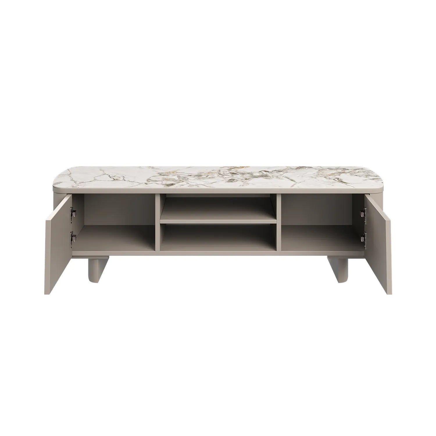 Catania White Ceramic Top Beige Base TV Unit - Pendle Village Furniture