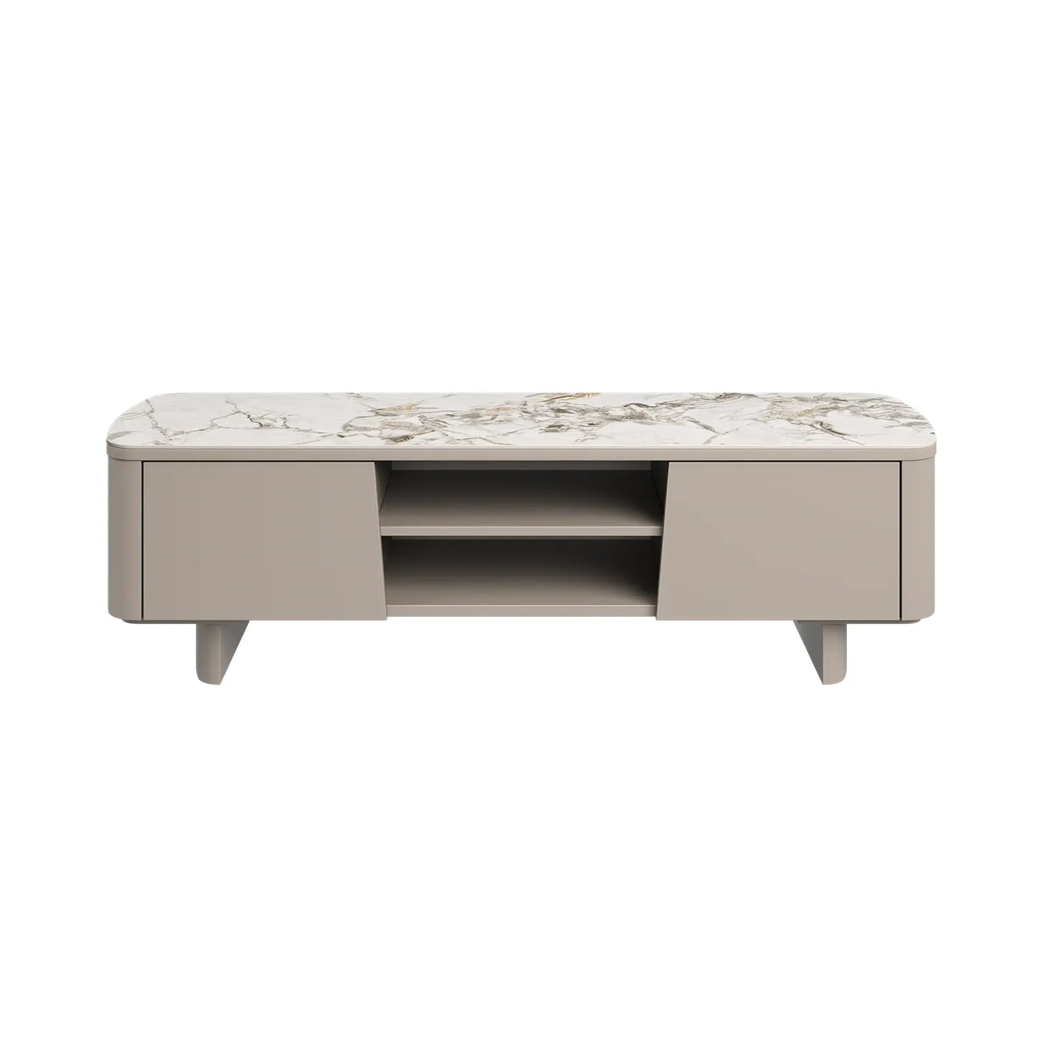 Catania White Ceramic Top Beige Base TV Unit - Pendle Village Furniture