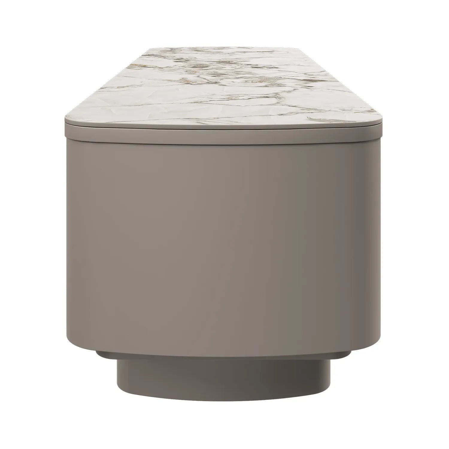 Catania White Ceramic Top Beige Base TV Unit - Pendle Village Furniture