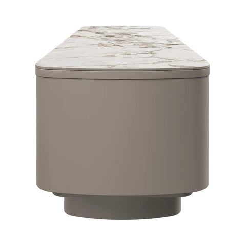 Catania White Ceramic Top Beige Base TV Unit - Pendle Village Furniture
