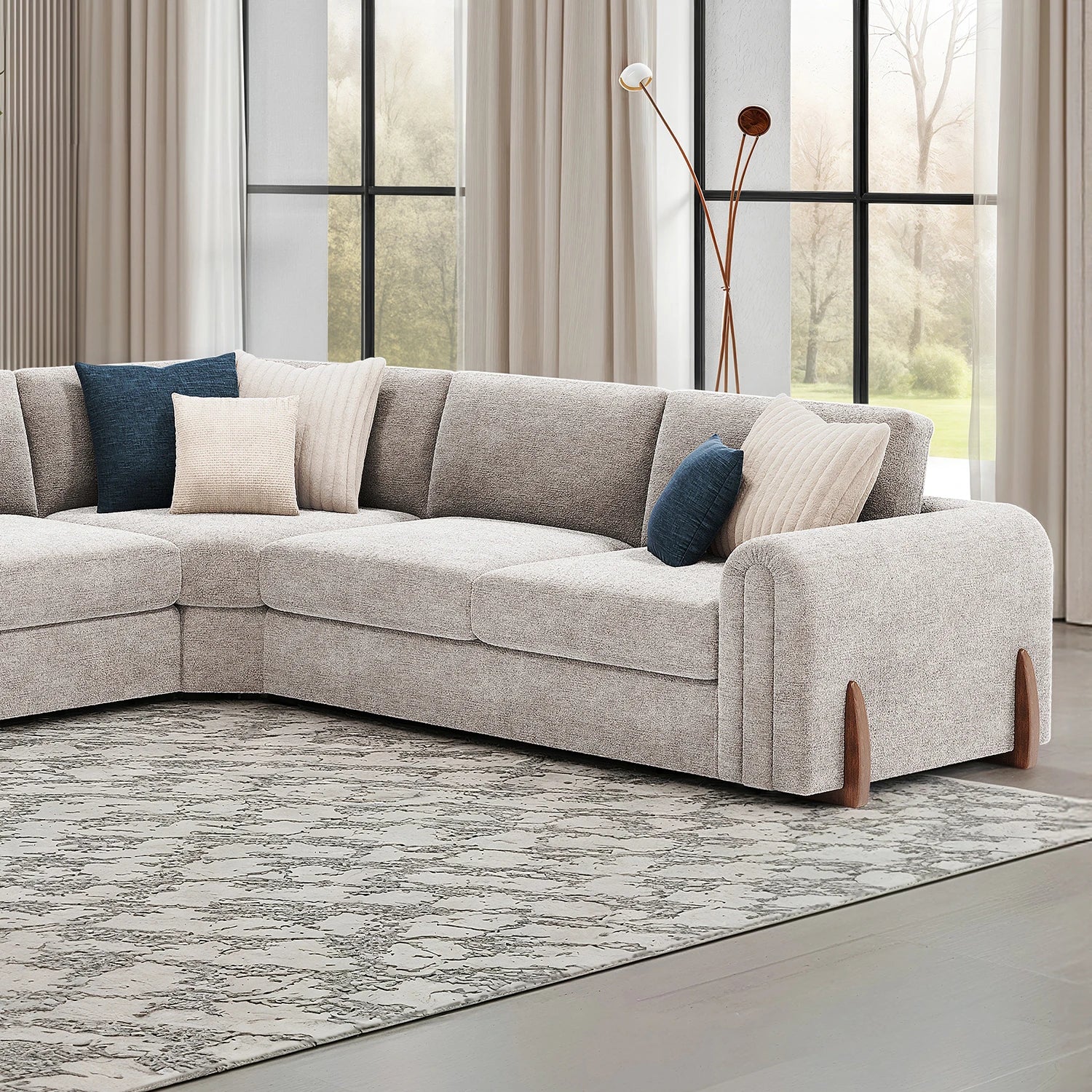 Cavendish 2 Corner 2 Fabric Sofa with Round Arms and Stylish Legs
