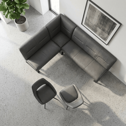 Cerutti Grey Faux Leather Corner Dining Sectional Sofa bench With Chairs set
