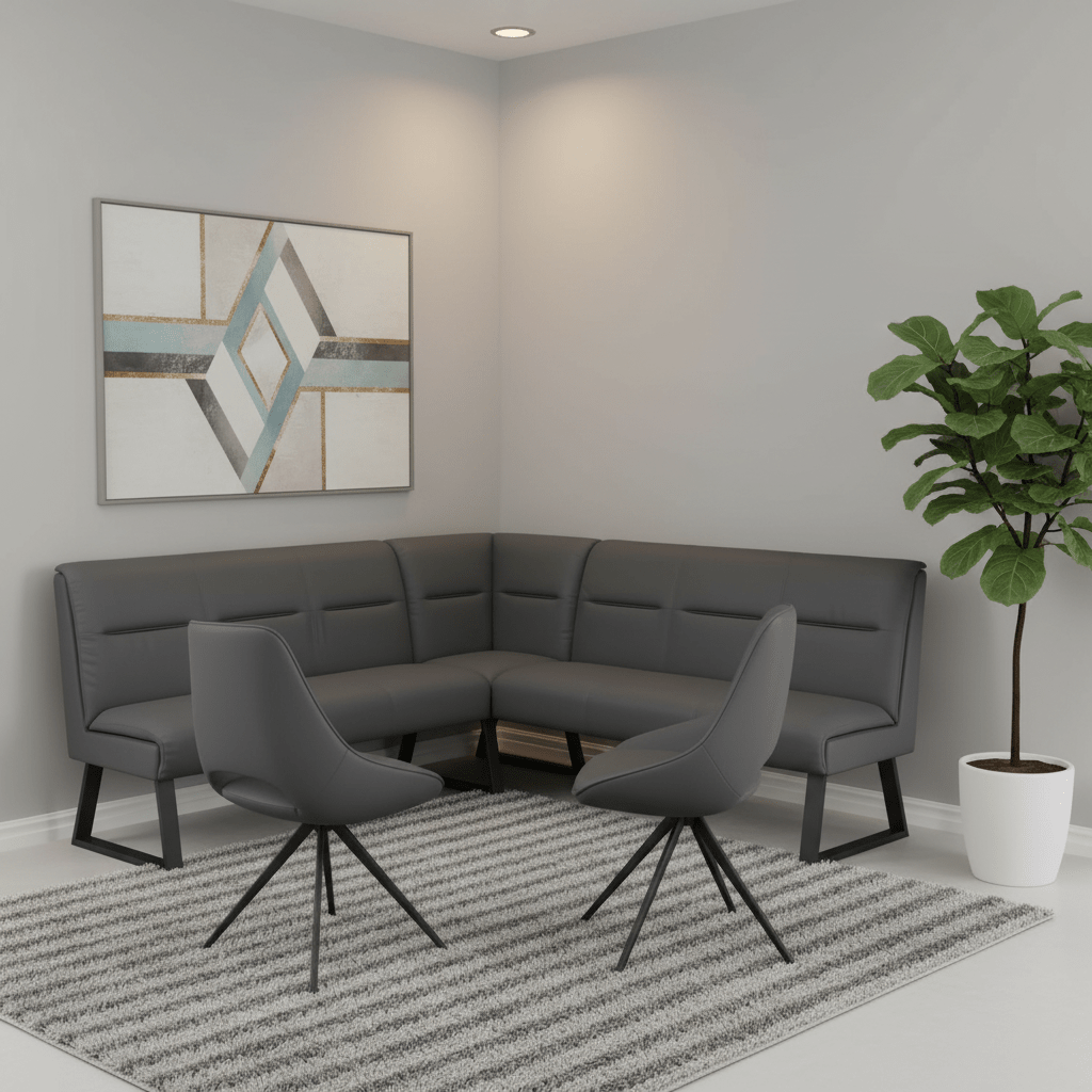 Cerutti Grey Corner Bench & 2 Chairs
