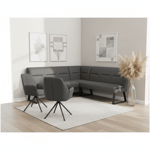 Cerutti Grey Corner Bench & 2 Lina Chairs