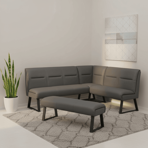 Bianco Grey Ceramic Dining Table & Cerutti Corner Bench Set