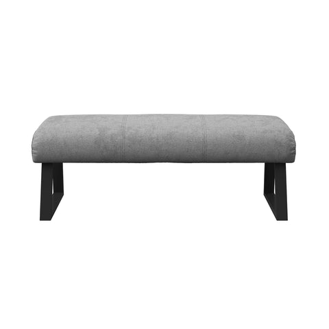 alt="Cerutti Grey fabric backless dining bench with padded seat and grey powder coated legs. Matching Corner Bench available"