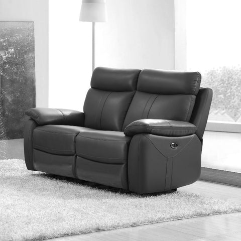 Chatburn Dark Grey Leather Electric Recliner Sofa
