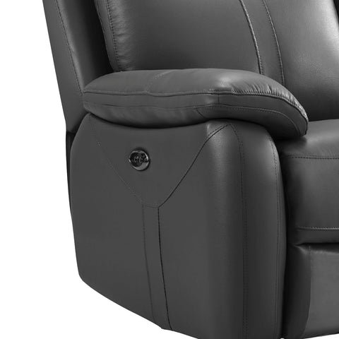 Chatburn Dark Grey Leather Electric Recliner Sofa