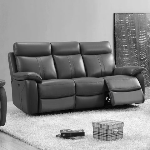 Chatburn Dark Grey Leather Electric Recliner Sofa