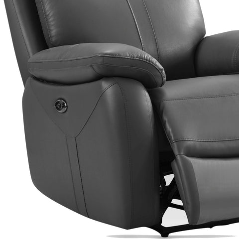 Chatburn Dark Grey Leather Electric Recliner Armchair