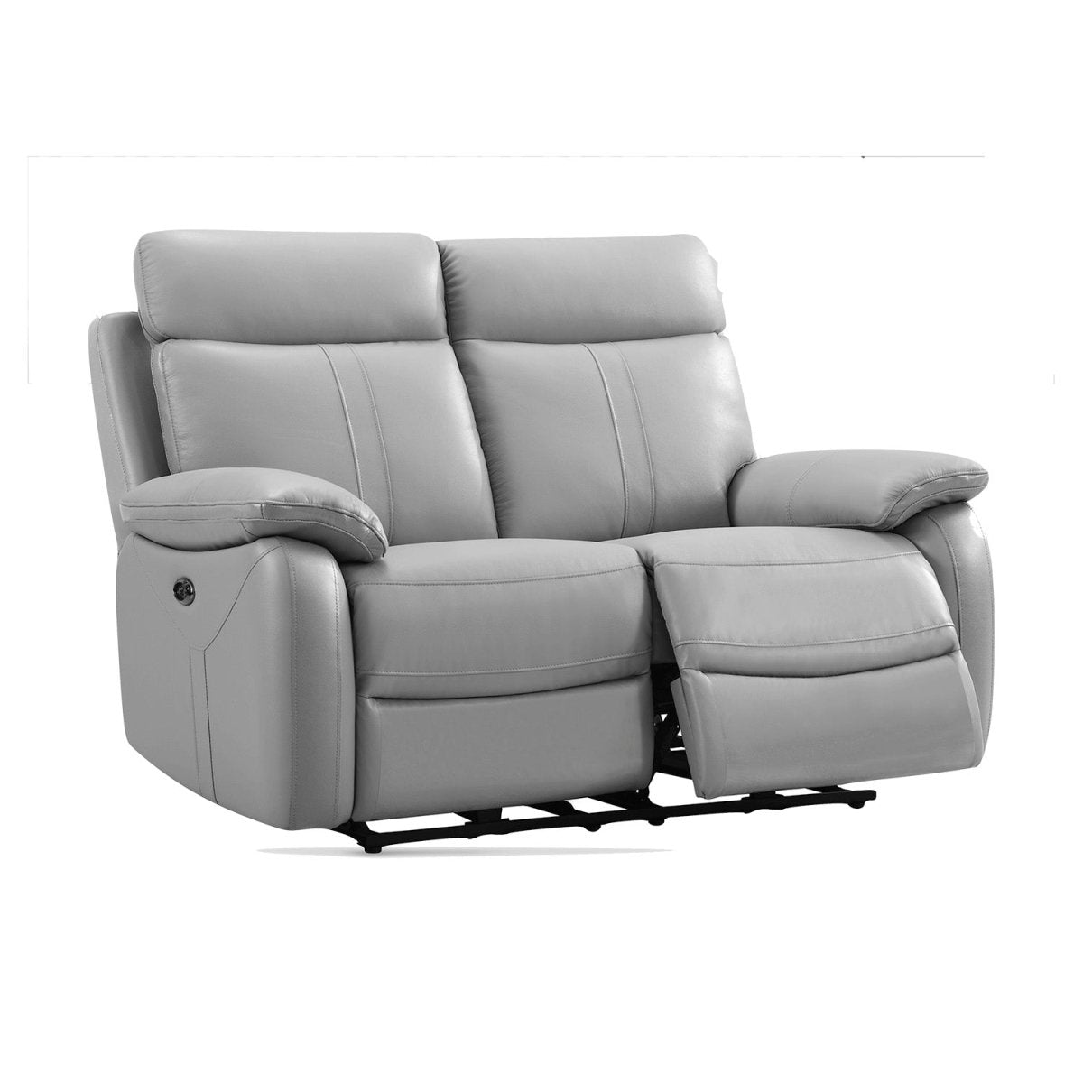 Chatburn Light Grey Leather Electric Recliner Sofa - Pendle Village Furniture