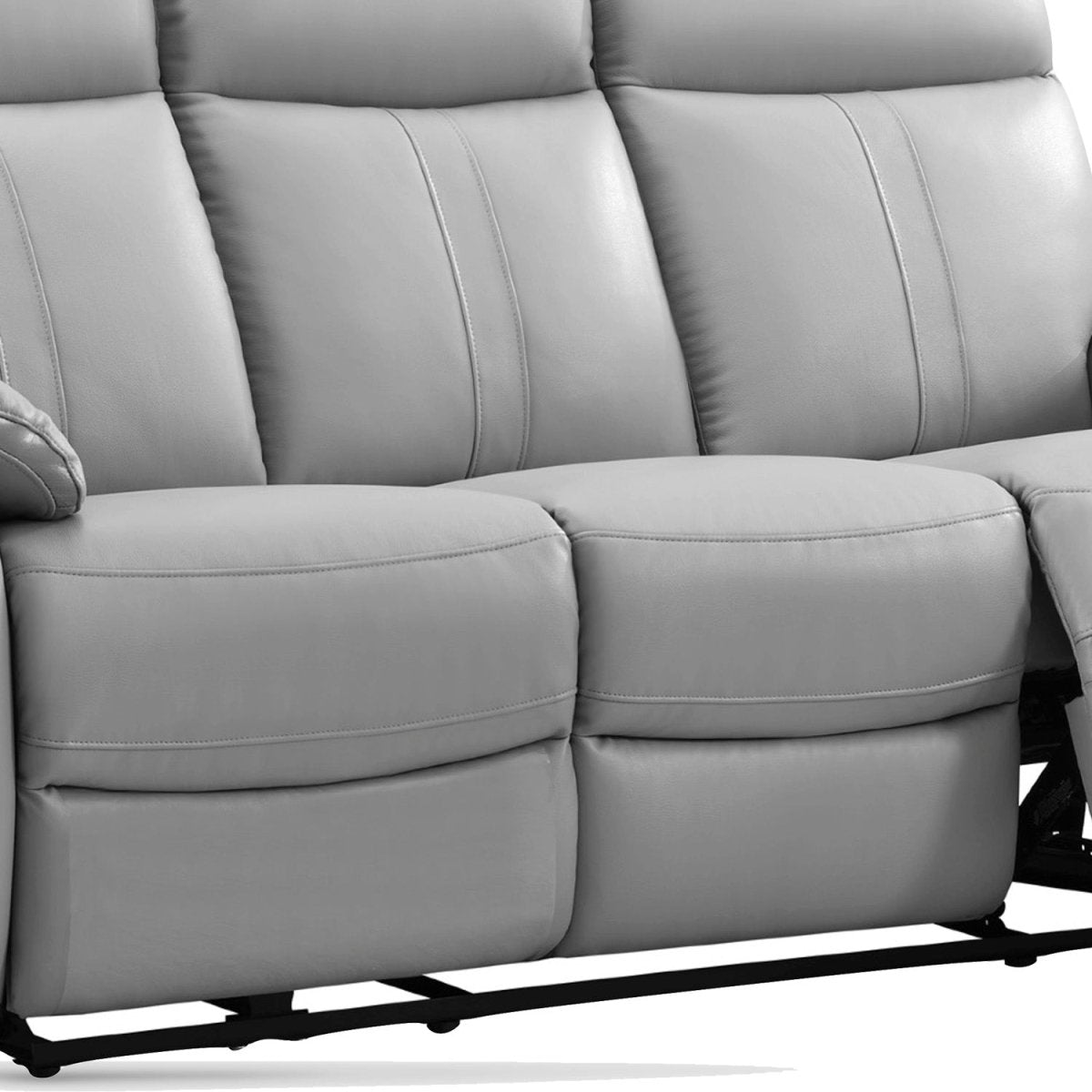 Chatburn Light Grey Leather Electric Recliner Sofa - Pendle Village Furniture