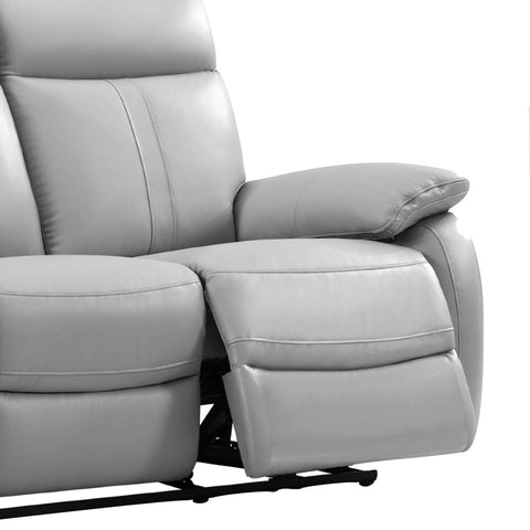 Chatburn Light Grey Leather Electric Recliner Sofa - Pendle Village Furniture