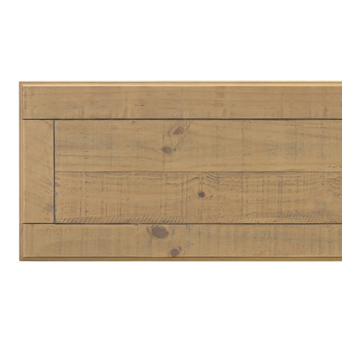 Close-up of a rustic Close up of Chateau Pine Wood Dining Bench
