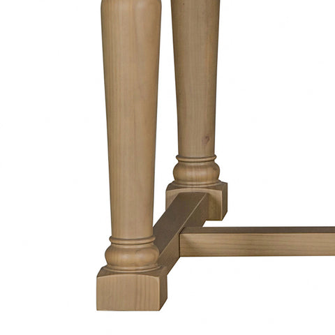 Close up of Chateau Rustic dining table  Solid pine extending dining with timeless farmhouse style.