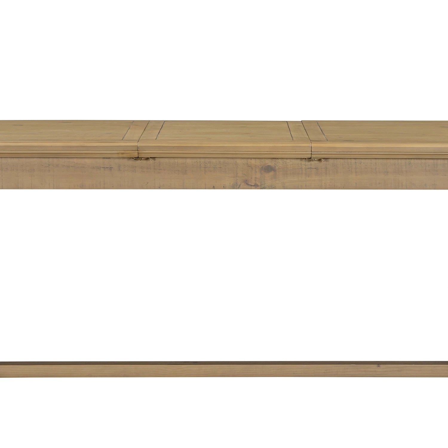 Close-up of a light natural wood tabletop of Close up of Chateau Rustic dining table  Solid pine extending dining with timeless farmhouse style.