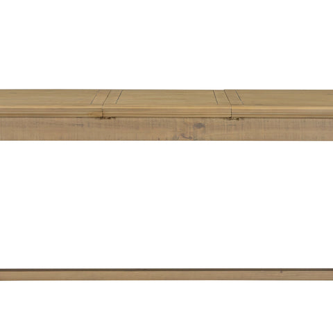 Close-up of a light natural wood tabletop of Close up of Chateau Rustic dining table  Solid pine extending dining with timeless farmhouse style.