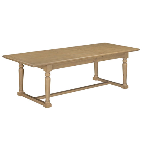 Solid pine Chateau Rustic extending dining table with a classic double pedestal base. Extends from 200cm to 250cm with timeless farmhouse style.