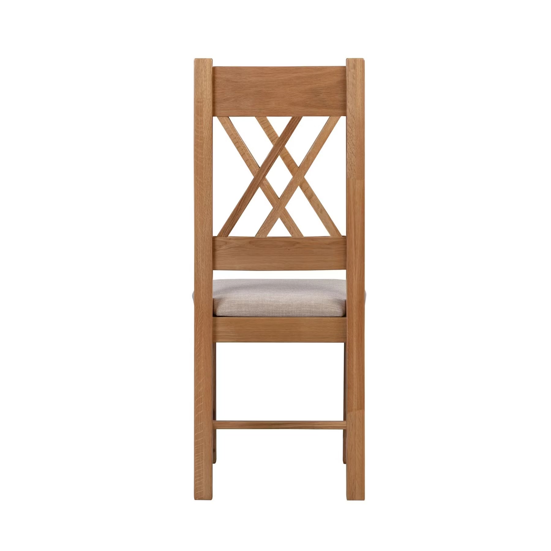 Back View of Chatsworth Oak Dining Chair with Beige Linen Seat