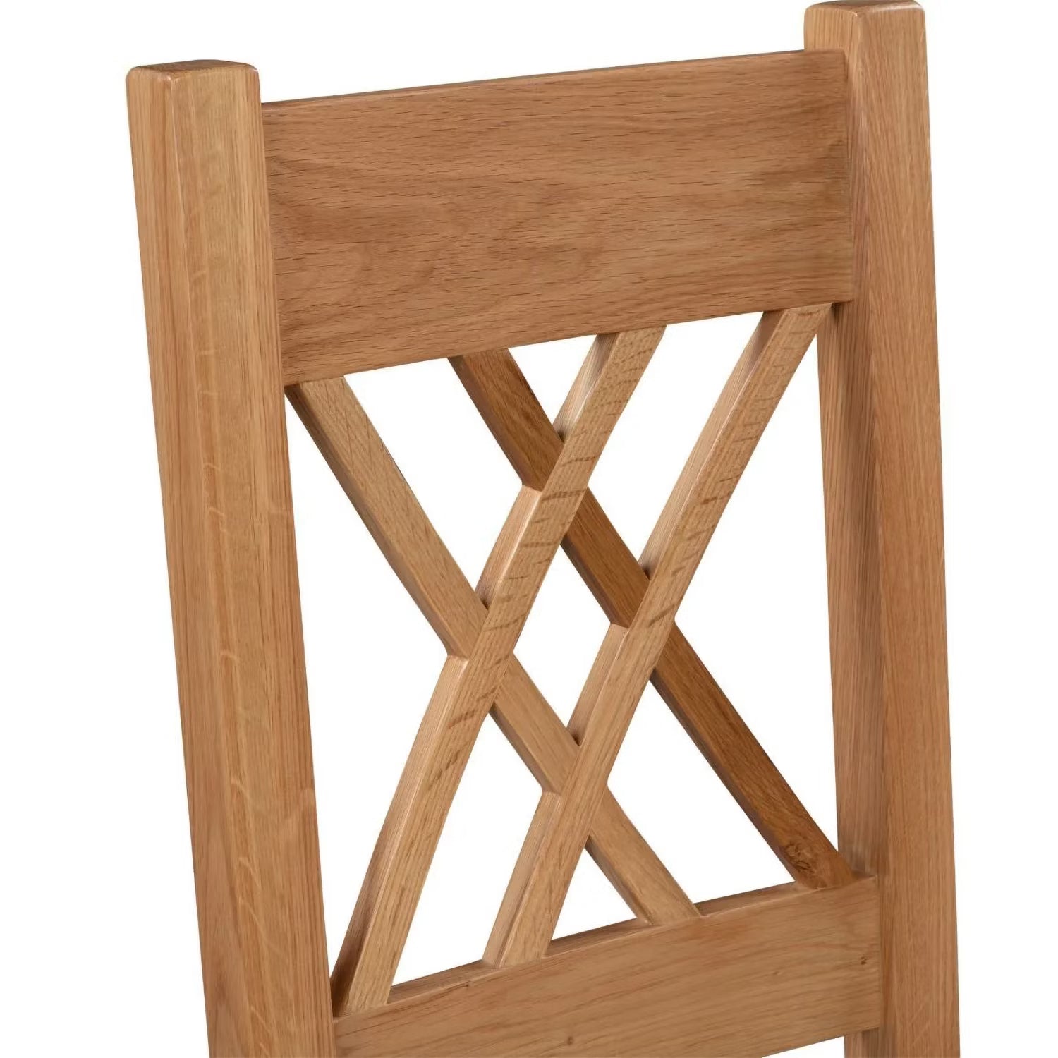 Close up of Chatsworth Cross Back Oak Dining Chair showing the chair Back style design