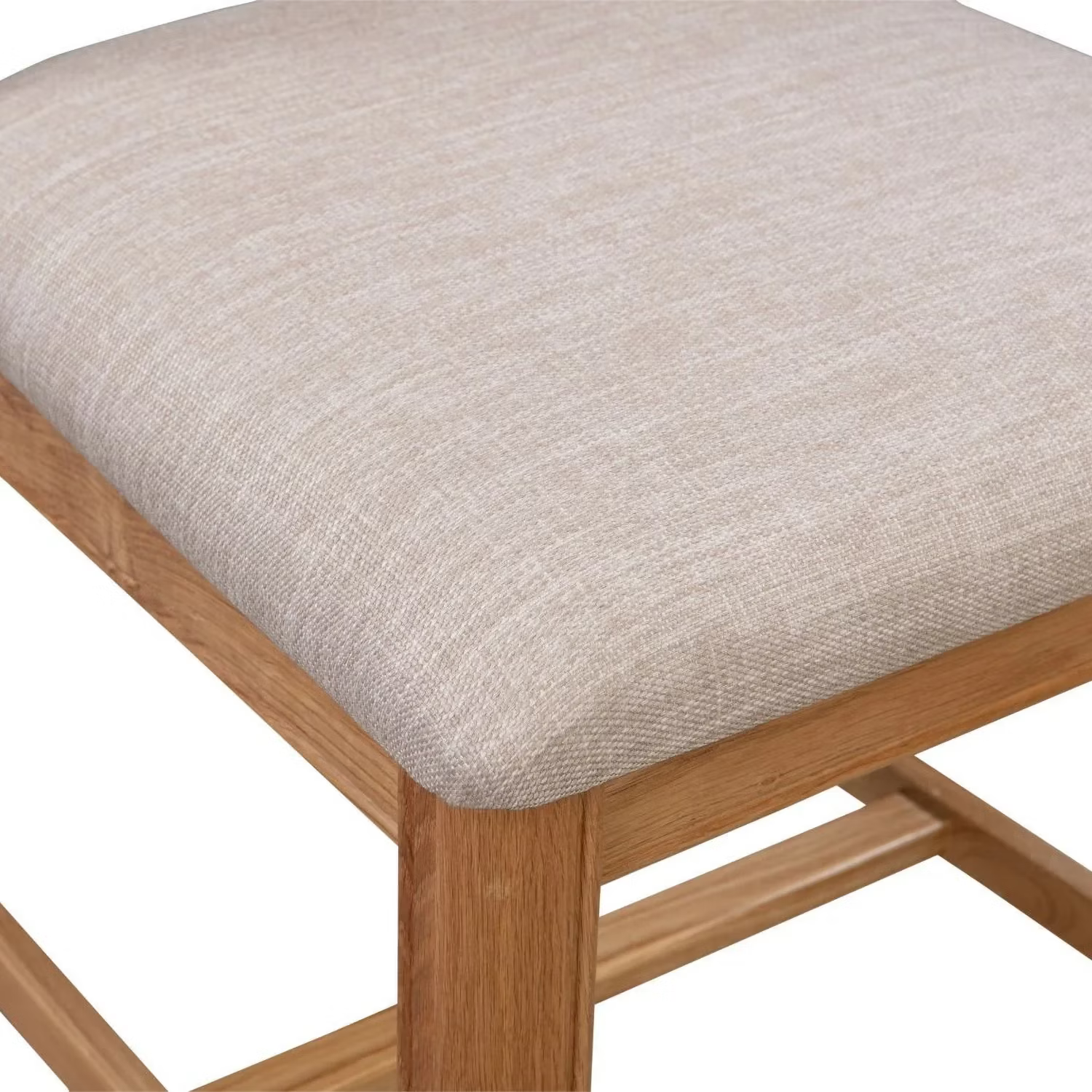 Close up of Chatsworth Cross Back Oak Dining Chair, showing the Fabric Seat 
