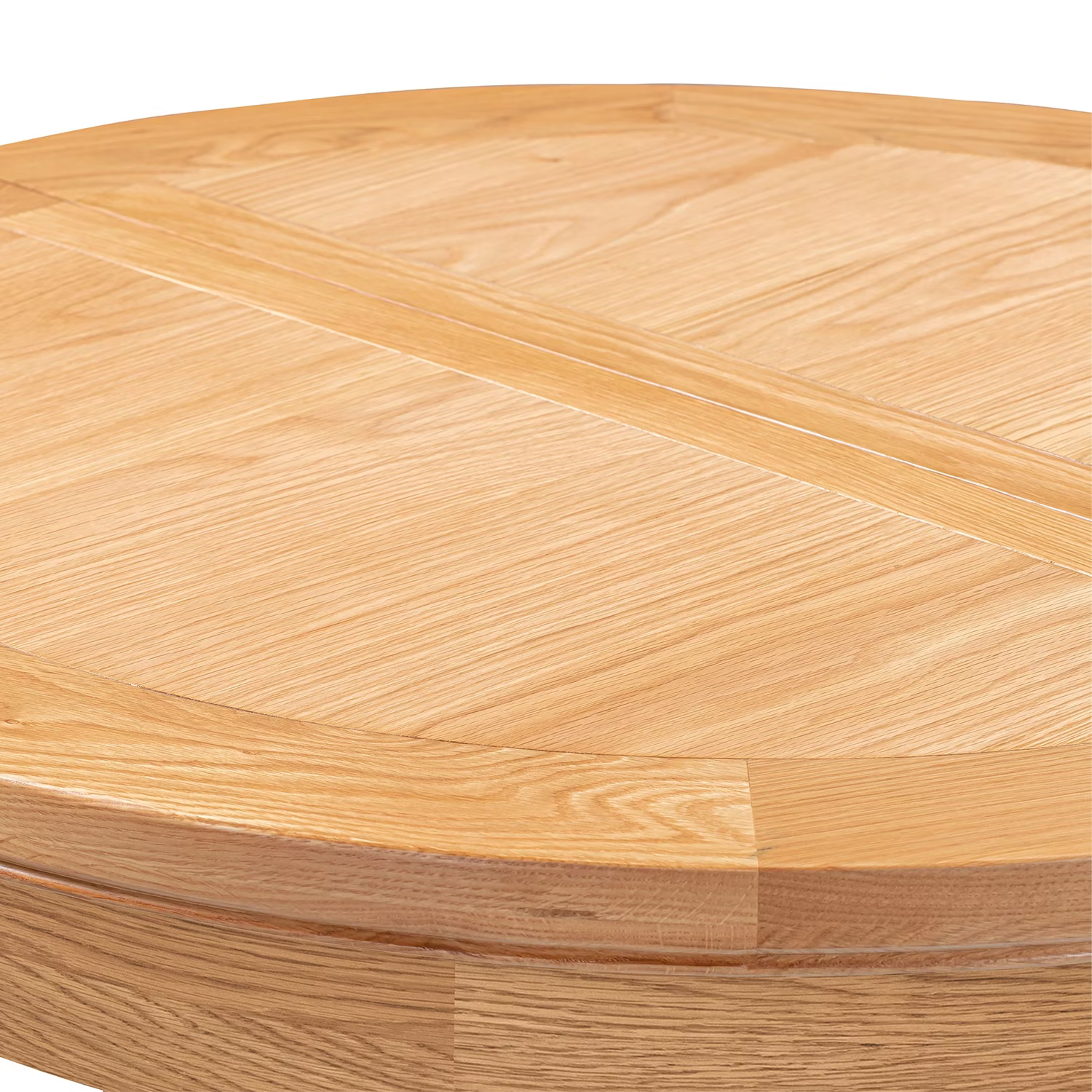 Close-up of a Chatsworth Oak Round Extending Dining Table