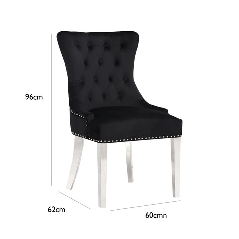 Winsor Round Black Marble Dining Table with 4 Winsor Velvet Knockerback Chairs - Pendle Village Furniture