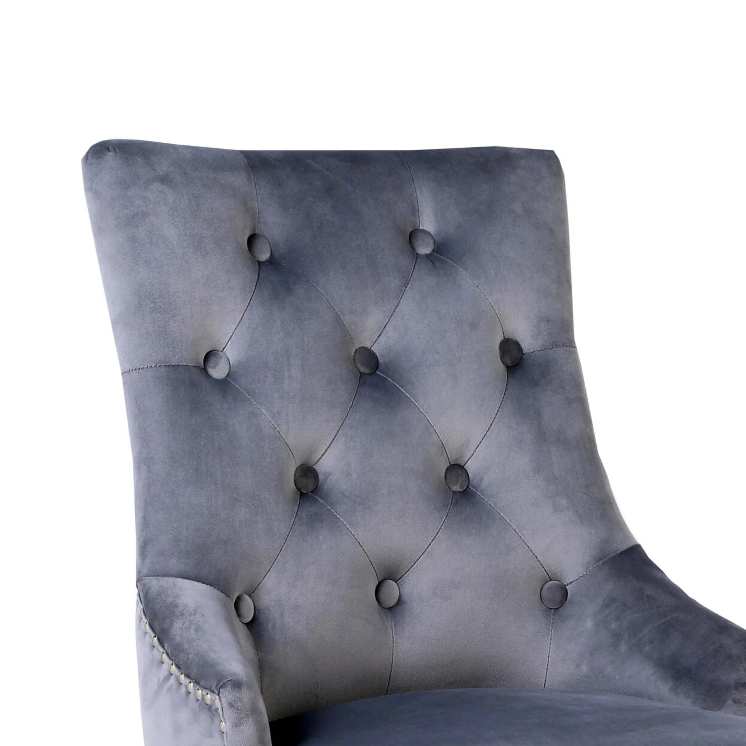 Madrid Grey Marble Dining Table with Chelsea Grey Velvet Dining Chairs - Pendle Village Furniture