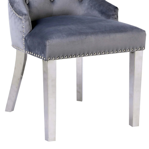 Madrid Grey Marble Dining Table with Chelsea Grey Velvet Dining Chairs - Pendle Village Furniture