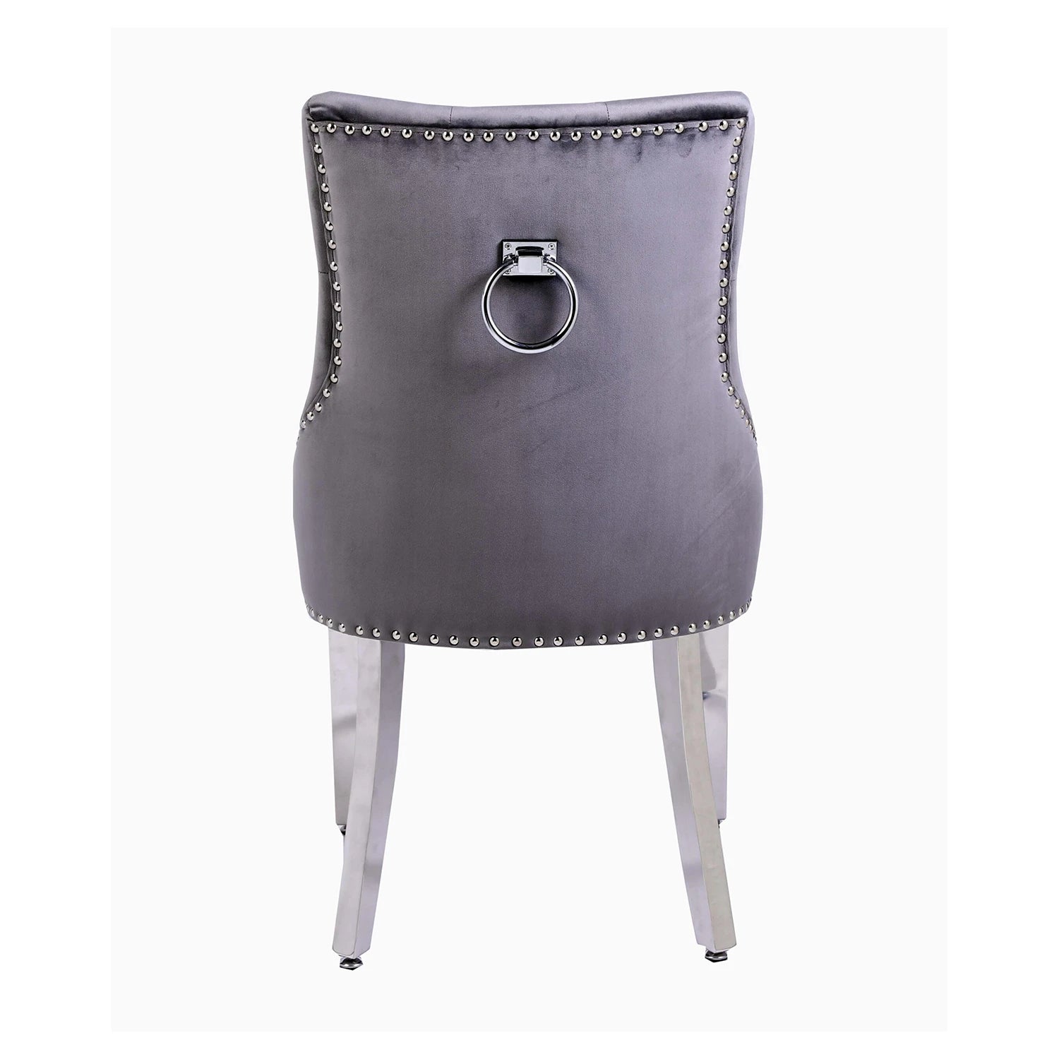Madrid Grey Marble Dining Table with Chelsea Grey Velvet Dining Chairs - Pendle Village Furniture