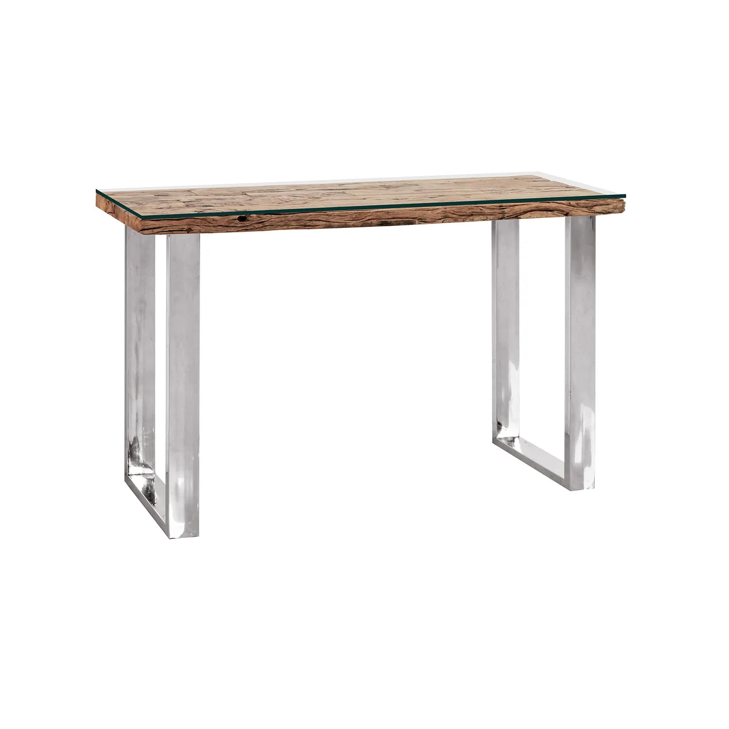 Get Noir Railway Sleeper Wood Console Table - Pendle Village Furniture