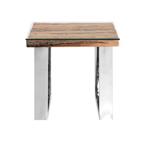 Chennai Railway Sleeper Wood Lamp Table, matching furniture available - Close Up Image 