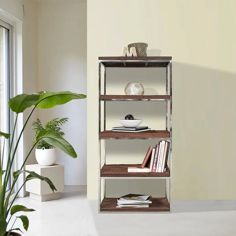 Noir Railway Sleeper Wood Shelf Unit - Pendle Village Furniture